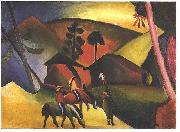 August Macke Native Aericans on horses oil